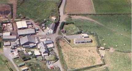 aerial view of Caerfai Farm, Campsite and Cottages. Click to return to farm page
